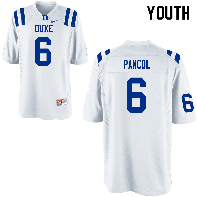 Youth #6 Eli Pancol Duke Blue Devils College Football Jerseys Sale-White - Click Image to Close